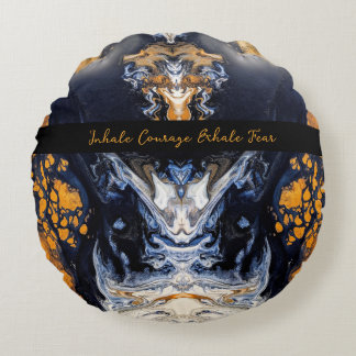 Gold and Glitter marble texture Sculpted Serenity Round Cushion