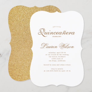 Gold and glitter  Quinceanera Invitation