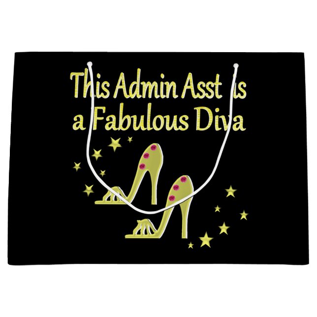 GOLD AND GLITZY ADMIN ASST SHOE LOVER DESIGN LARGE GIFT BAG (Front)