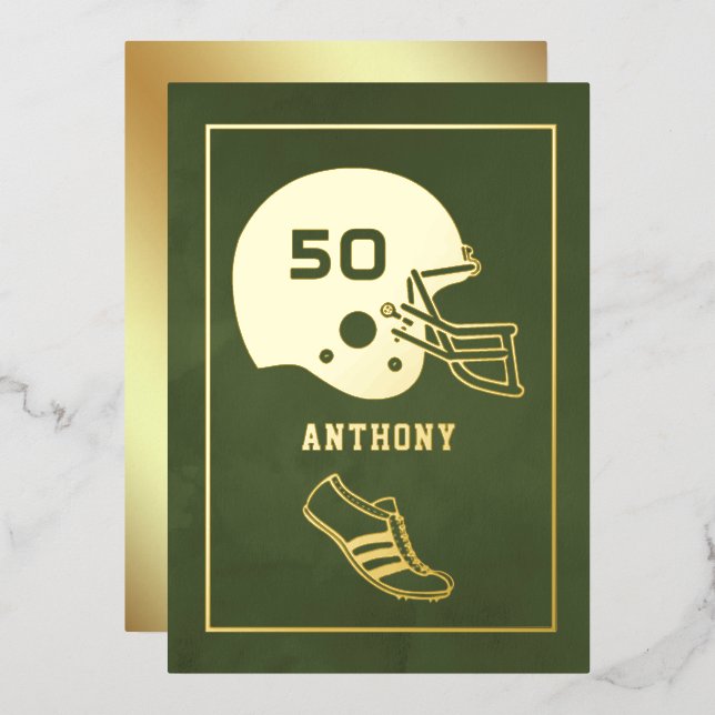 Gold and Green American Football Birthday (Front/Back)