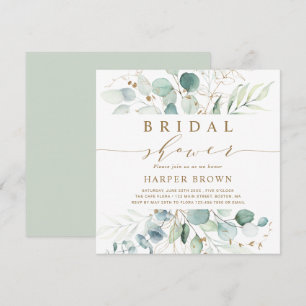 Gold and Green Botanical Bridal Shower Square Invitation