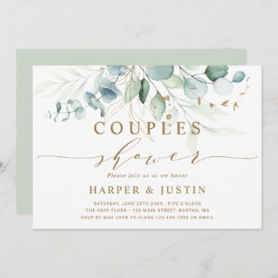 Gold and Green Botanical Couples Shower  Invitatio Invitation