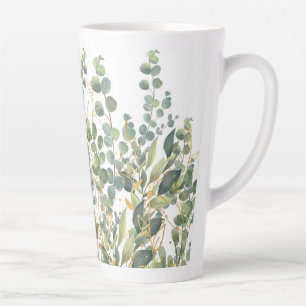Gold And Green Botanical Eucalyptus Leaves Latte Mug