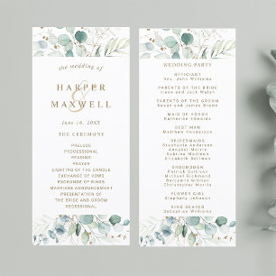 Gold and Green Botanical Wedding Ceremony  Programme