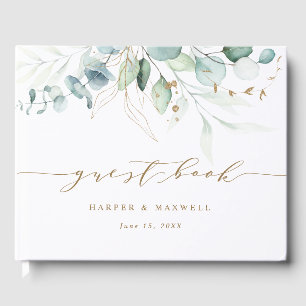Gold and Green Botanical Wedding Guest Book