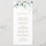 Gold and Green Botanical Wedding Menu<br><div class="desc">This wedding menu features painted watercolor eucalyptus,  botanical green and gold glitter leaves with gold script.</div>