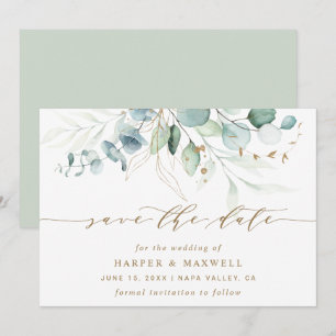 Gold and Green Botanical Wedding Save The Date