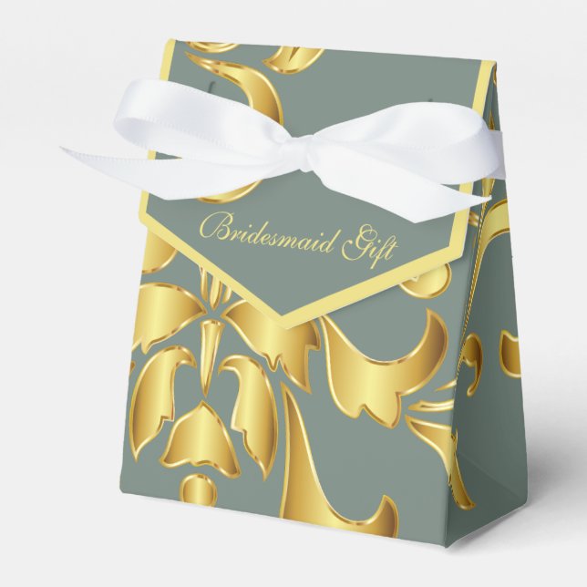 Gold and Green Bridesmaid Gift Box (Front Side)