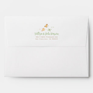 Gold and Green Butterflies Cute Giraffe Fur Print Envelope