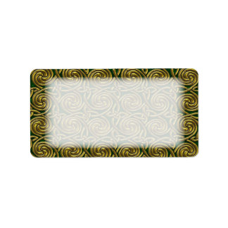 Gold And Green Celtic Spiral Knots Pattern Label