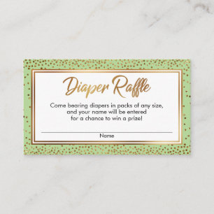 Gold and Green Confetti Diaper Raffle Ticket Cards