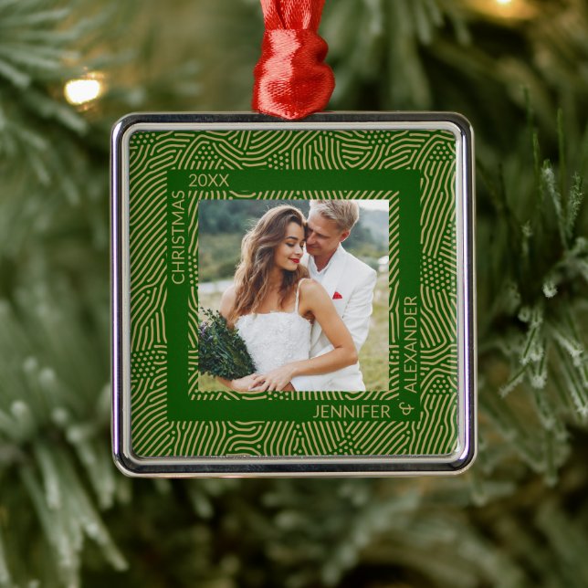 Gold and Green Couples Photo Metal Tree Decoration (Tree)