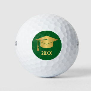 Gold and Green Custom Graduation  Golf Balls