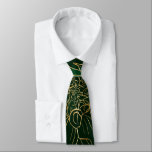 Gold and Green Dahlia Flower Tie<br><div class="desc">Elegant minimalist gold strokes Dahlia flowers hand drawing sketch,  botanic Dahlia floral illustration,  gold and forest green flowers pattern,  abstract emerald green tie-dye paint background. Modern elegant garden floral nature minimal line art,  fashionable botanical floral doodles design,  creative art,  stylish girly illustration image print.</div>