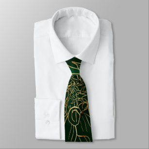 Gold and Green Dahlia Flower Tie