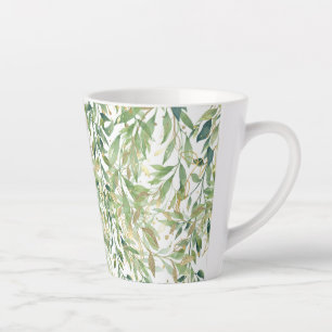 Gold And Green Decorative Plant Leaves Latte Mug