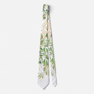 Gold And Green Decorative Plant Leaves Tie