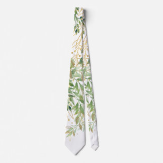Gold And Green Decorative Plant Leaves Tie