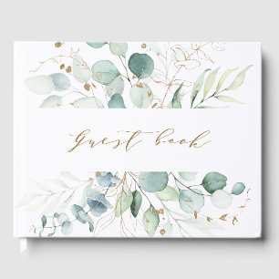 Gold and Green Elegant Botanical Wedding  Guest Book
