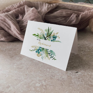 Gold and Green Eucalyptus Bridesmaid Thank You Card
