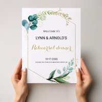 Gold and Green Eucalyptus Rehearsal dinner Welcome