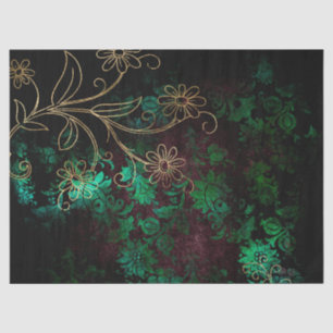 Gold and Green Floral Decoupage Tissue Paper