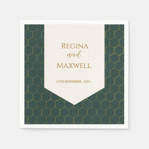 Gold And Green Gold 1920s Vintage Wedding Art Deco Napkin