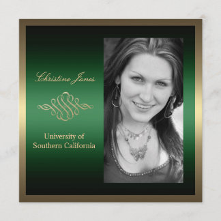 Gold and GREEN Graduation Invitation