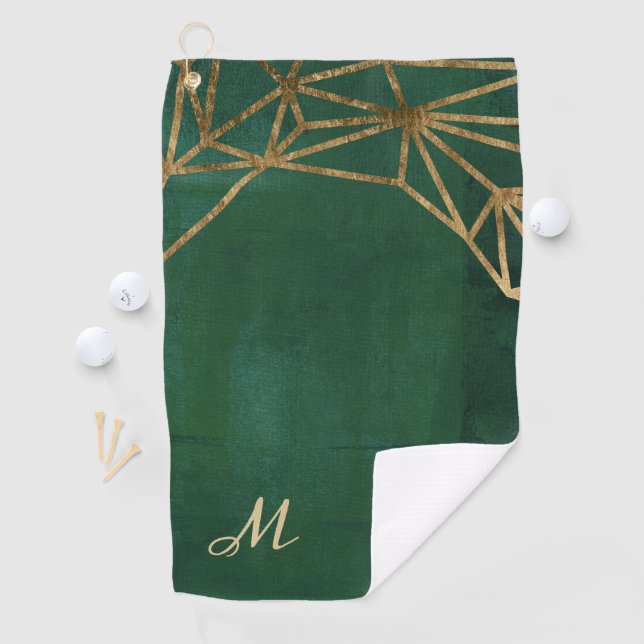Gold and Green Jungle Web Golf Towel (InSitu)