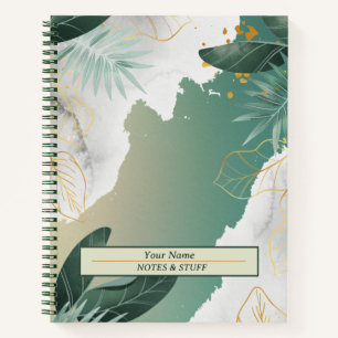 Gold And Green Leaves Notebook