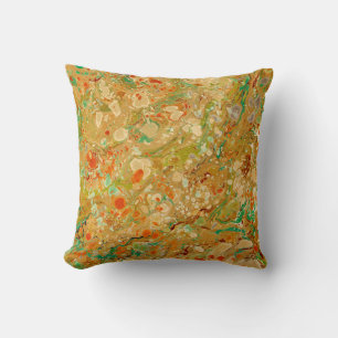 Gold and Green Marble Throw Pillow