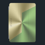 Gold and green metallic look background iPad mini cover<br><div class="desc">Gold and green geometric background,  metallic look with a customisable background.</div>