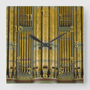 Gold and green organ pipes clock