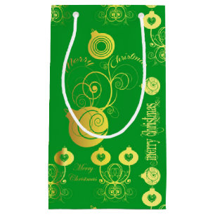 Gold and Green Ornaments Small Gift Bag