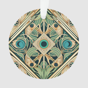 Gold and green peacock abstract feathers texture ornament