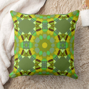 Gold and Green Throw Pillow