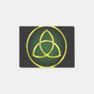 gold and green triquetra post-it notes