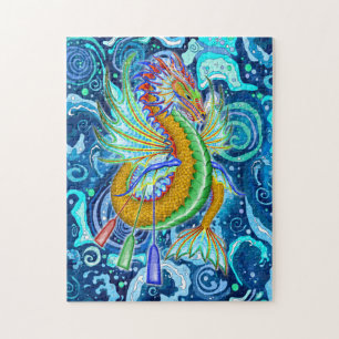 Gold and Green Water Dragon Jigsaw Puzzle