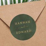 Gold and Green Watercolor Classic Round Sticker<br><div class="desc">Personalised gold and green watercolor classic sticker. >>> Check out the entire collection >>> https://www.zazzle.com/collections/tropical_foliage_gold_collection-119316977990783186</div>