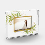 Gold and Green Watercolor Foliage Photo Block<br><div class="desc">This charming photo block features your favourite photo surrounded with a beautiful border of green and gold leaves. CHANGE the date to the current year or you can delete it or add more information. Great as a gift or to display your favourite photo in your own home. *VERTICAL layout done...</div>