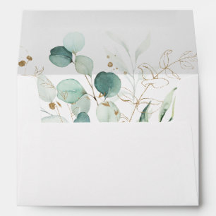 Gold and Green Wedding Pre-Printed Address 5x7  Envelope