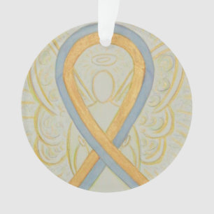 Gold and Grey Awareness Ribbon Angel Ornament