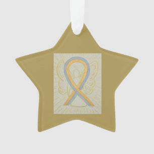 Gold and Grey Awareness Ribbon Angel Ornament