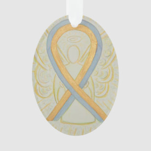 Gold and Grey Awareness Ribbon Angel Ornament