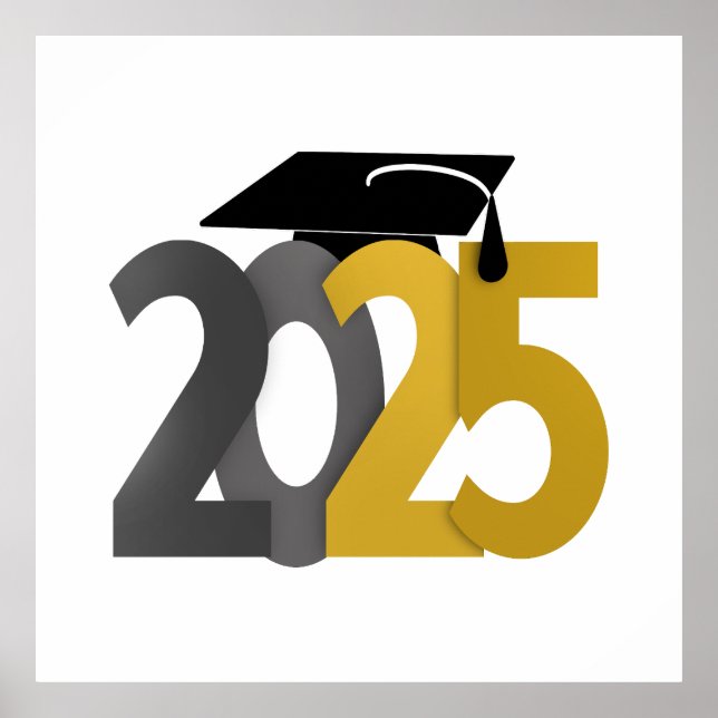Gold and Grey Class of 2025 Graduation Poster (Front)