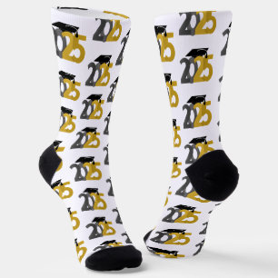Gold and Grey Class of 2025 Graduation Socks