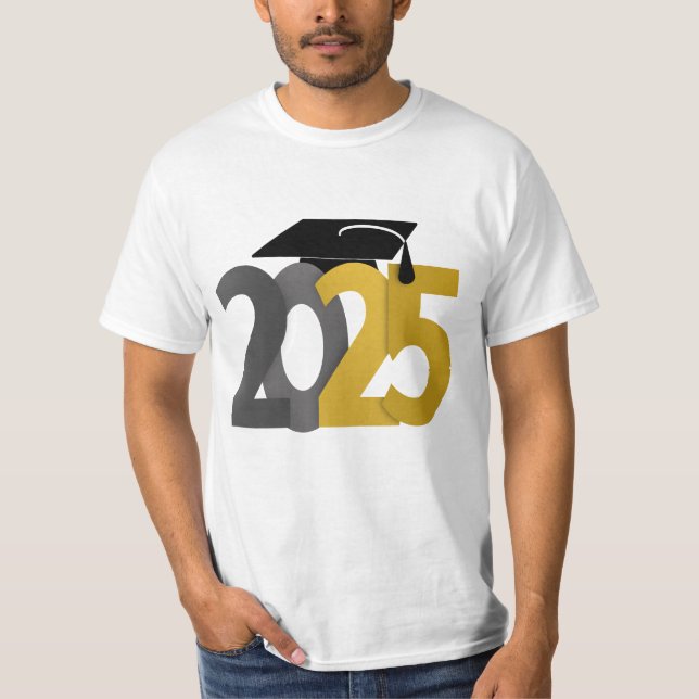 Gold and Grey Class of 2025 Graduation T-Shirt (Front)