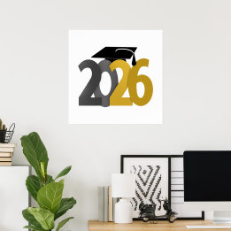 Gold and Grey Class of 2026 Graduation Poster