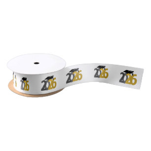 Gold and Grey Class of 2026 Graduation Satin Ribbon