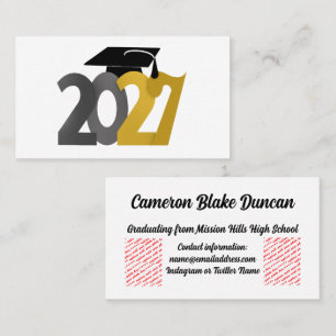 Gold and Grey Class of 2027 Graduation Business Card
